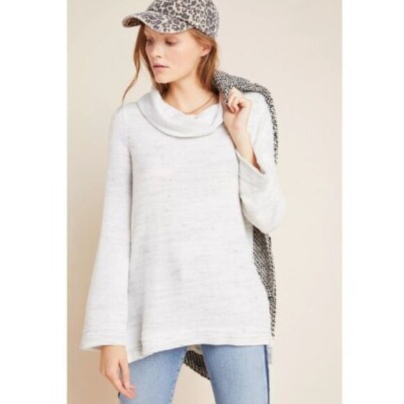Maeve Anthropologie Risa Hacci Cowl Neck Tunic Sweater Size M Heathered Gray - Picture 1 of 5